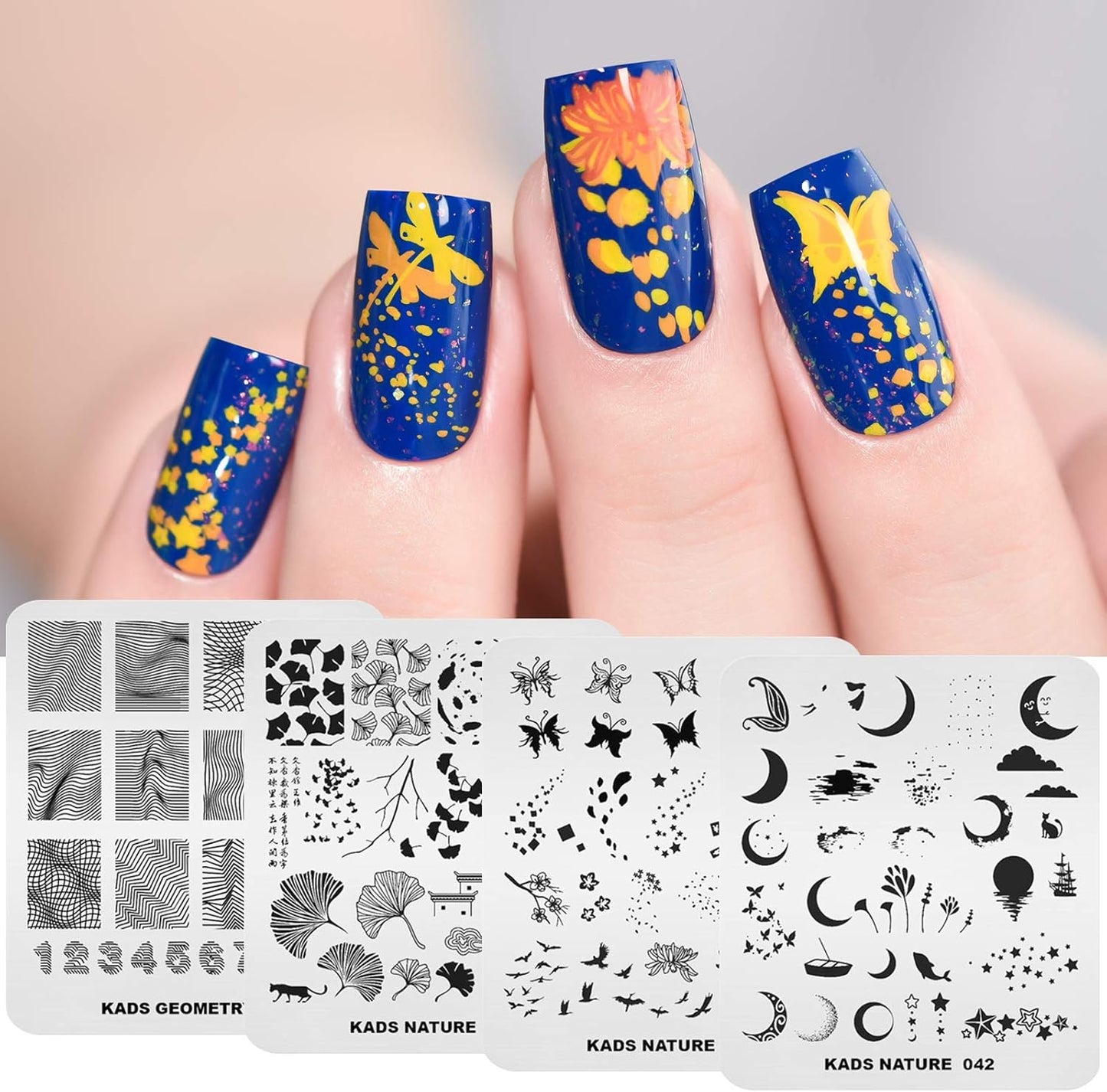 KADS 21pcs Nail Stamp Plates set 20 plates Christmas Snowflakes Cute Animals+ 1 Laser Symphony storage bag Christmas Nails Art Stamping Plate Set Gift Butterfly Nature Leaves Image Design(Christmas 3)