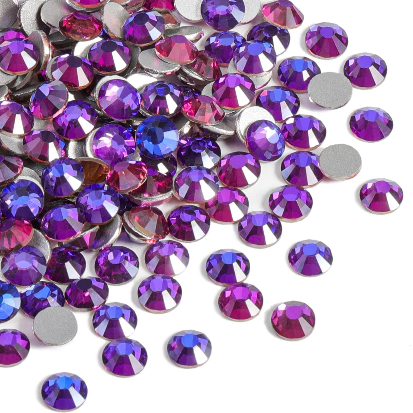 Beadsland 288pcs Flat Back Crystal Rhinestones Round Gems for Nail Art and Craft Glue Fix, Purple Velvet,SS30,6.3-6.5mm