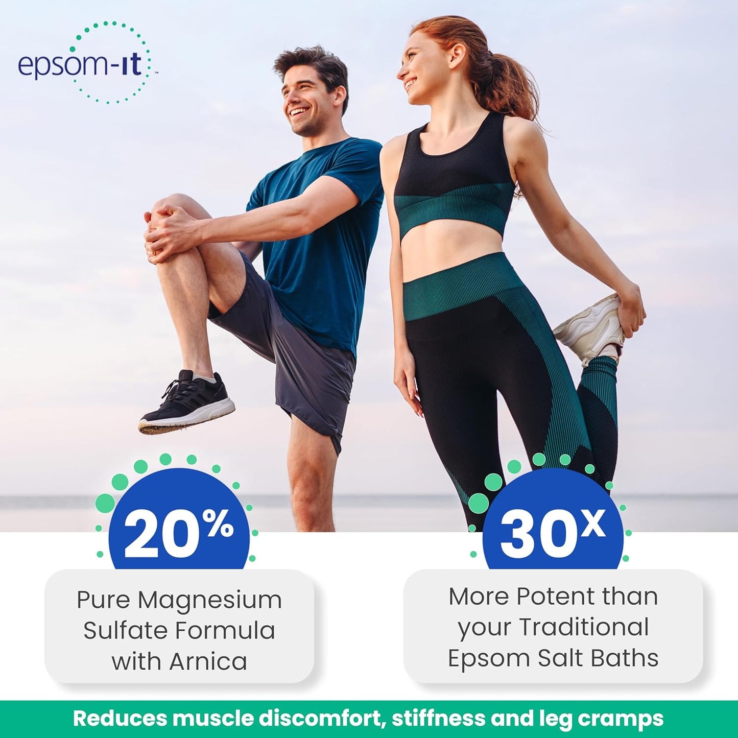Epsom-It Soothing Muscle Lotion - Epsom Salt Magnesium Sulfate Cream Arnica for Muscle Stiffness, Topical Magnesium Lotion, Providing Comfort for Legs, Knee and Feet, 8.0 oz., 4-Pack