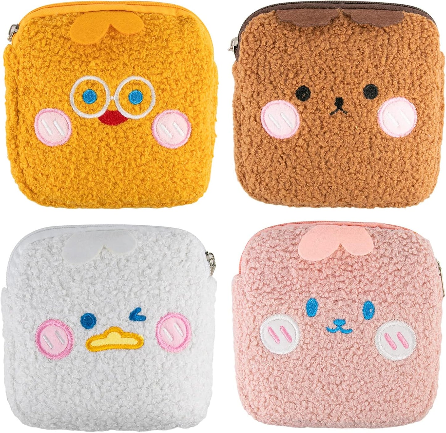 Sanitary Napkin Storage Bag 4PCS Menstrual Cup Pouch, Portable Period Bag for Women Girls Feminine Menstruation First Period Bag Padded Zipper Pouch Mini Cosmetic Bag for Purse