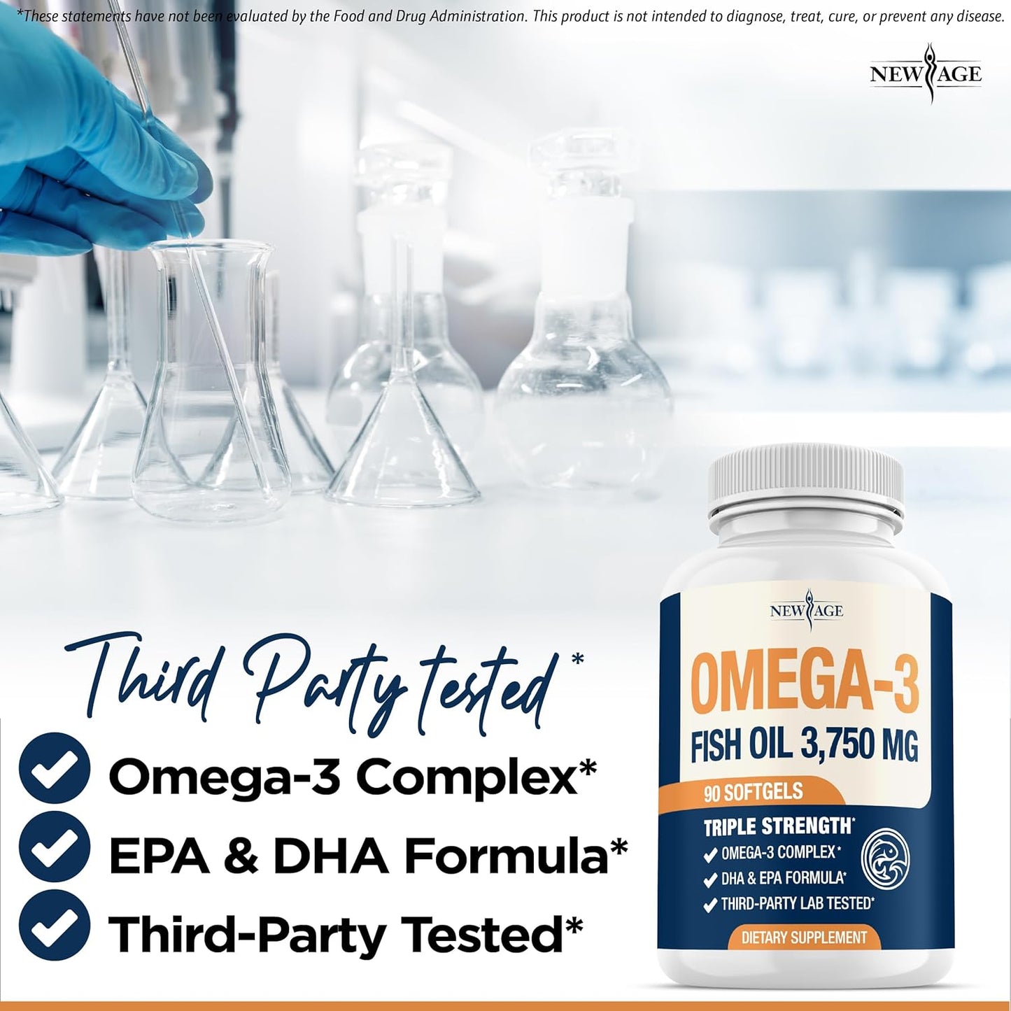 Triple Strength Omega 3 Fish Oil 3750 mg - EPA & DHA - Over 3000mg Omega-3 Fatty Acids - 1350mg EPA + 900mg DHA - Best Essential Fatty Acids, Burpless Fish Oil - 180 Count