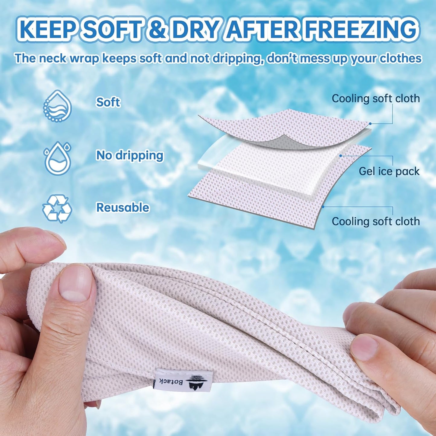 Cooling Neck Wraps with Reusable Gel Ice Pack, Soft Summer Neck Cooler for Golf, Tennis, Outdoor Activities 2 Packs