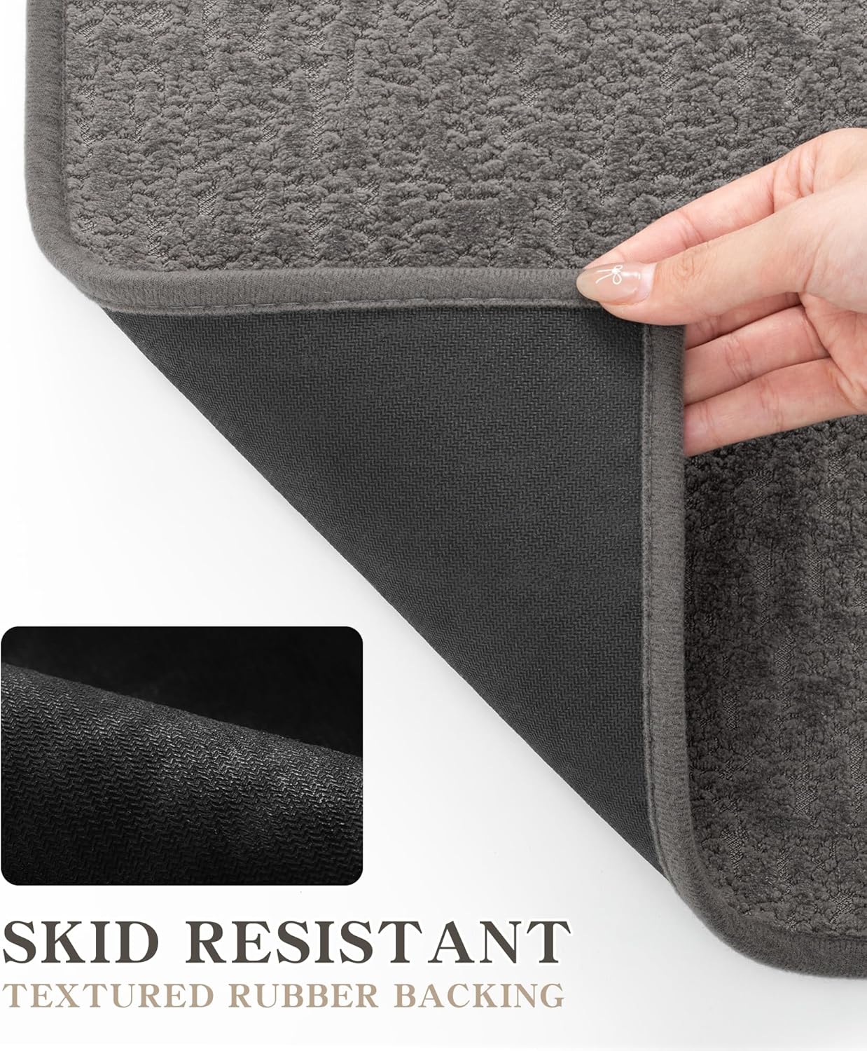 chakme Bathroom Rugs Mat 32x17, Ultra Thin Non Slip Bath Mat Quick Dry Absorbent Bath Mat for Bathroom Floor, (Grey, 32"x17")