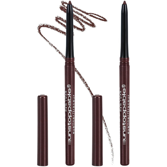 Maybelline Unstoppable Waterproof Mechanical Brown Eyeliner Pencil, Easy to Apply, Smooth Glide, Up to 24 Hour Wear, Cinnabar, Pack of 2