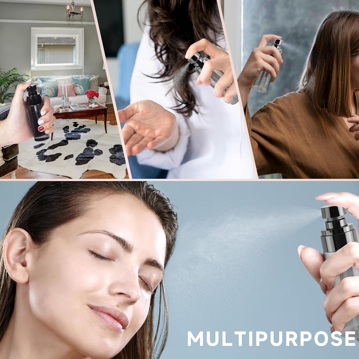 9Pack Small Spray Bottle, 4oz Black Plastic Fine Mist Mini Spray Bottles, Empty Refillable Travel Bottles for Hair, Cleaning, Salons, Planting, Skin Care