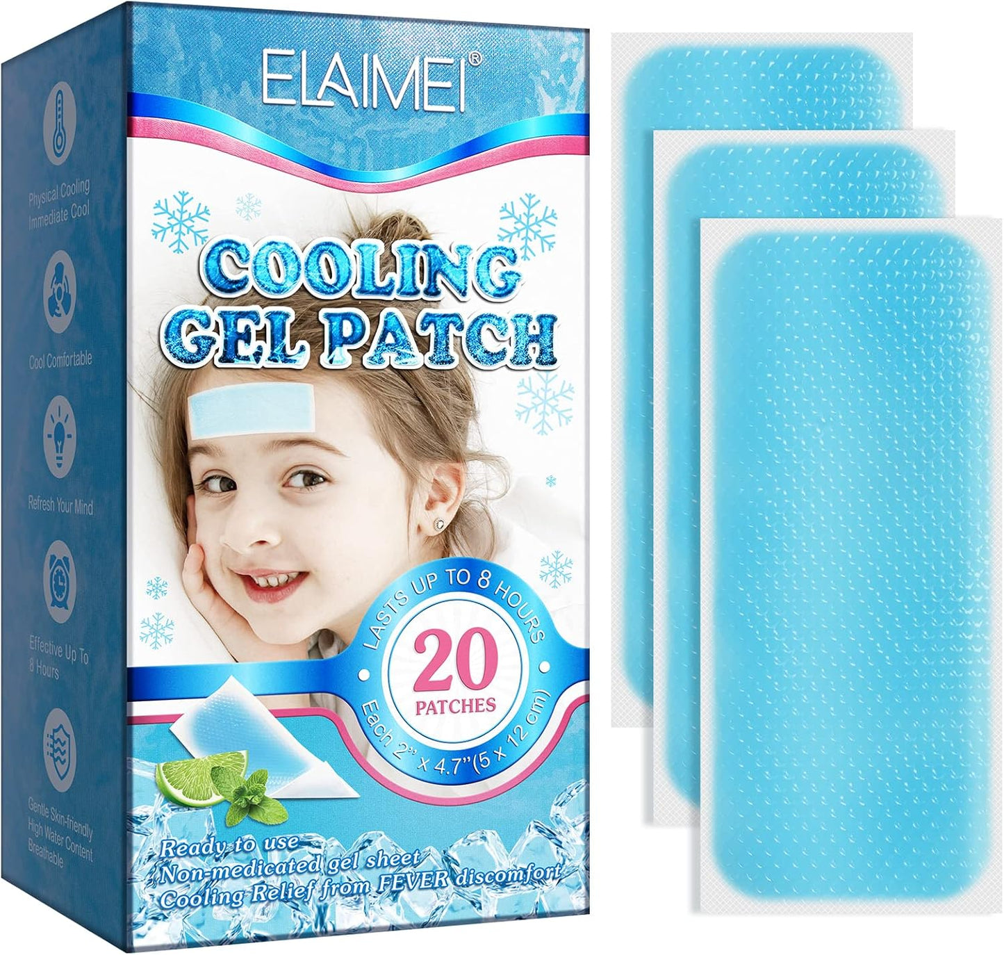 20 Sheets Fever Patches for Kids - Hot Weather Cooling Gel Patches for Adults - Headache Patches - Forehead Fever Cool Pads