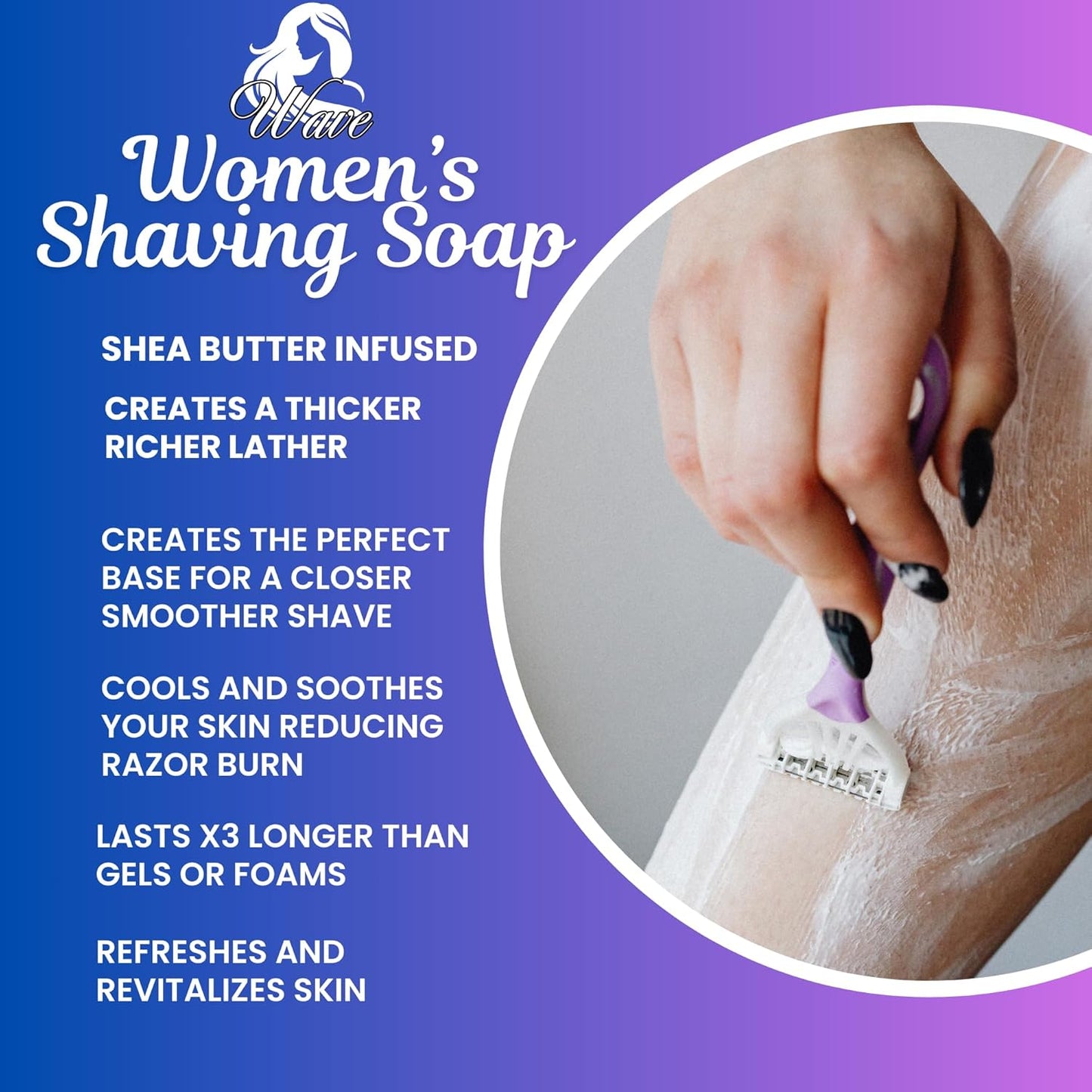 G.B.S Women’s Shaving Soap 3 Pack – Shea Butter Infused Fragrance-Free, Orchid, and Vanilla Citrus – Moisturizing Bar for Sensitive Skin, Long-Lasting, Smooth Shave for Legs & Body
