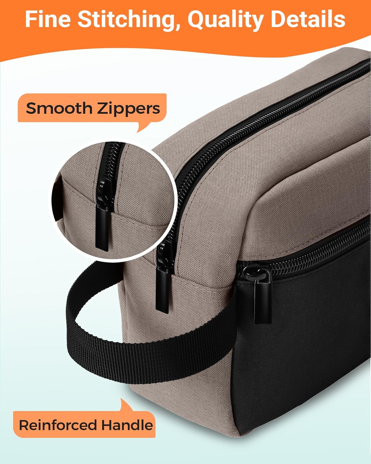 Elviros Travel Toiletry Bag for Men Hanging Toiletries Dopp Kit Small Bathroom Hygiene Tool and Medicine bag for Traveling Essential Shaving Pouch (Khaki&Black)