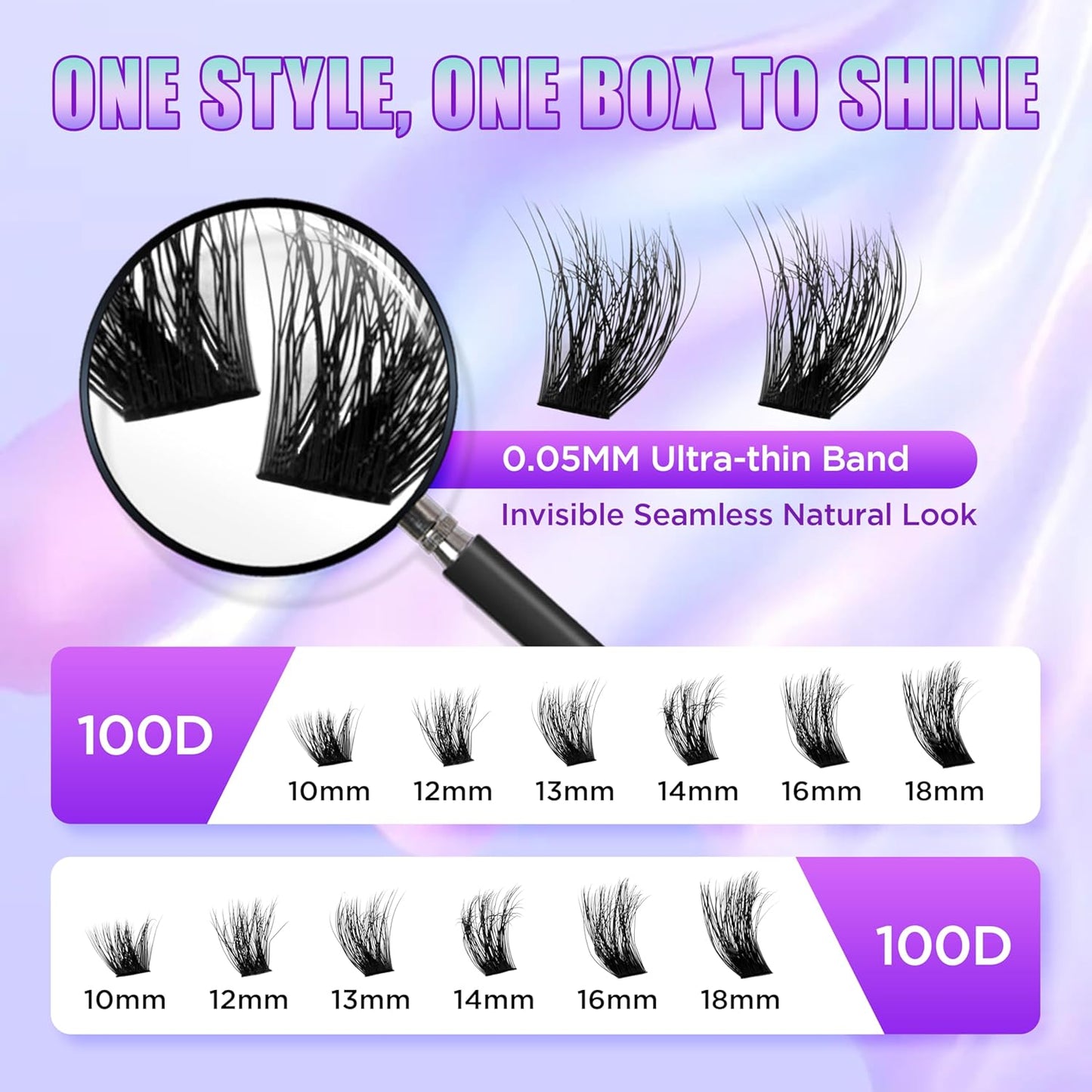 Lash Extension Kit DIY Lash Clusters Kit Eyelash Extensions Individual Lashes Extensions with (Lash Bond,Seal,Tweezers,240Pcs100D,0.07D,10-18mm)