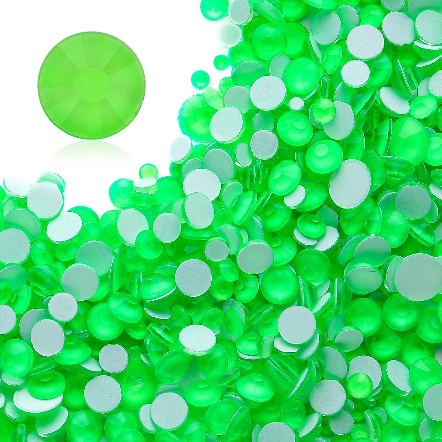 Neon Green Flatback Rhinestones, Glass Rhinestones for Nail Art and Craft, Glue Fix, Loose Crystal Gemstones(Neon Green, SS12, 1440pcs, 2.9-3.0mm)