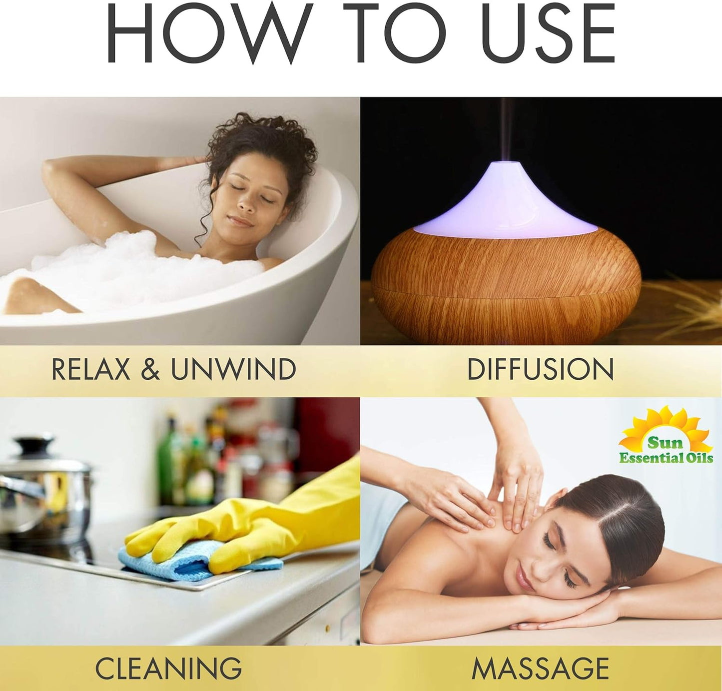 Sun Essential Oils - Clean The Air Essential Oil 16oz for Aromatherapy, Diffuser, Soothing, Calming, Eases Stress - Aromatherapy Diffuser Oil