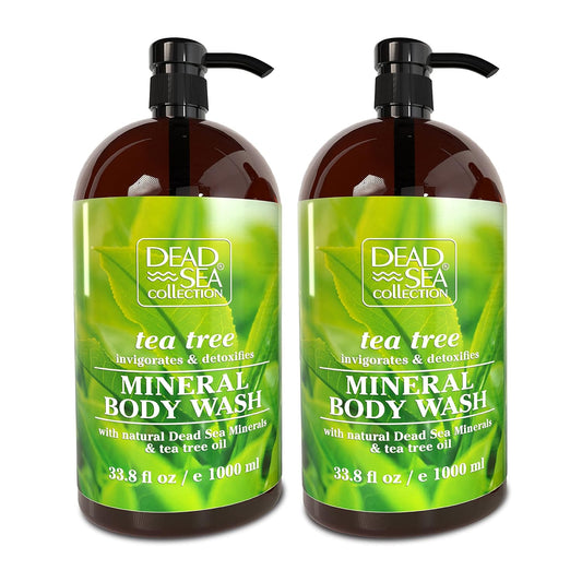 Dead Sea Collection Tea Tree Body Wash for Women and Men - with Pure Dead Sea Minerals and Tea Tree Oil - Cleanses and Moisturizes Skin - Pack of 2 (67.6 fl. oz)