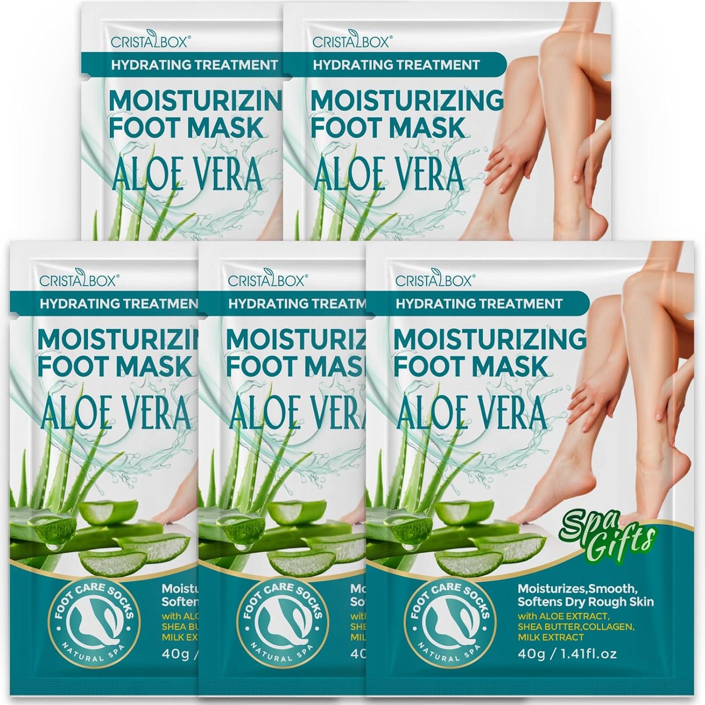 Moisturizing Foot Mask 5 Pack,Hydrating Foot Masks for Dry Cracked Feet,Moisturizing Socks Dry Skin Moisturizer for Soft and Smooth Touch Feet,Foot Care Spa Gifts for Women Men Stocking Stuffers