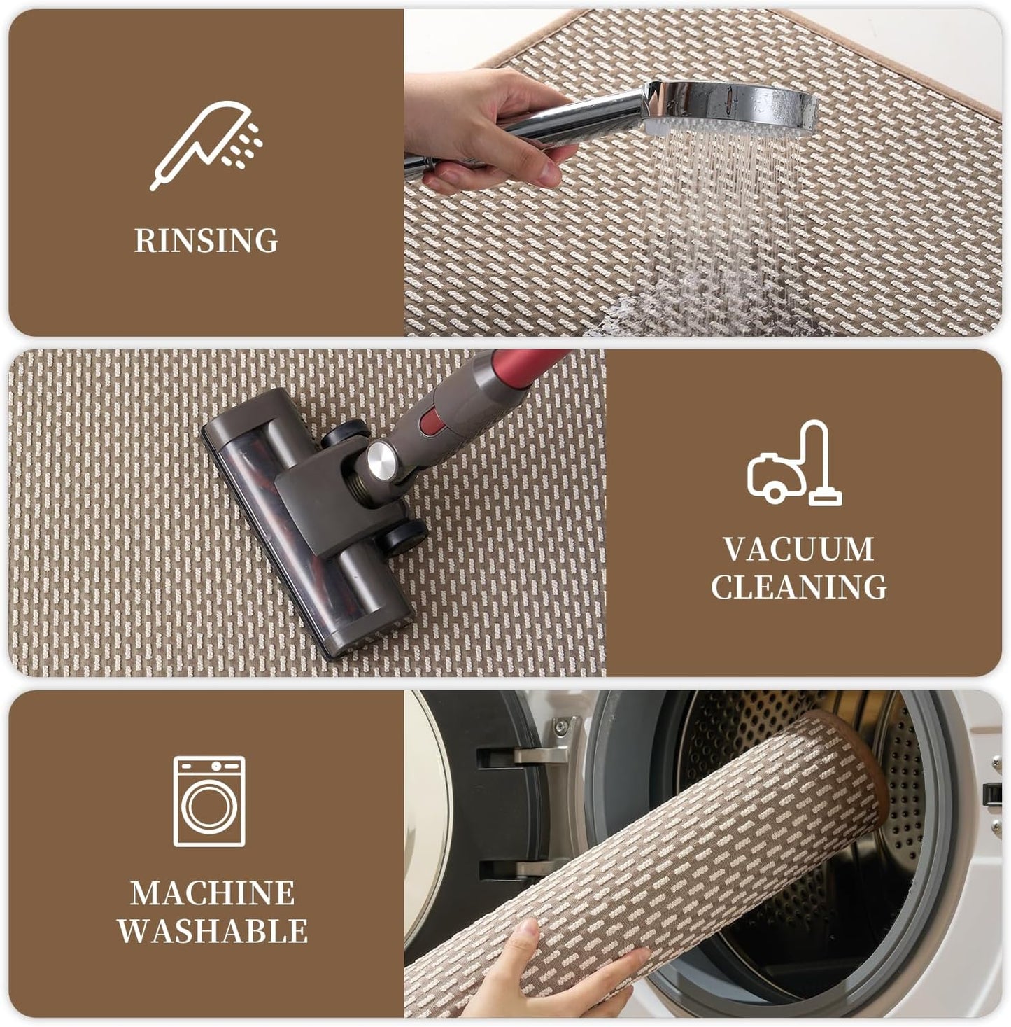 RESARE Non Slip Bath Mat - Machine Washable Bathroom Rugs, Super Absorbent Bath Mat Quick Dry Bathroom Mat, Bath Rugs Ultra Soft Rugs for Bathroom Floor, 20"x32" Brown