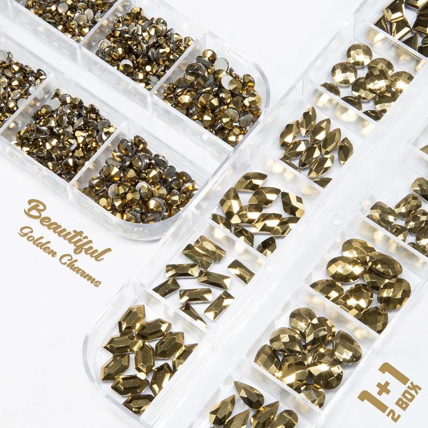 Old Golden Nail Rhinestones 120 Multi Shapes Flatback Gems K9 Glass Stones Metallic Gold Round Beads Diamonds Jewels Crystals w Pick Pen Charms for Nails Faces Eyes Makeup Crafts Clothes Shoes