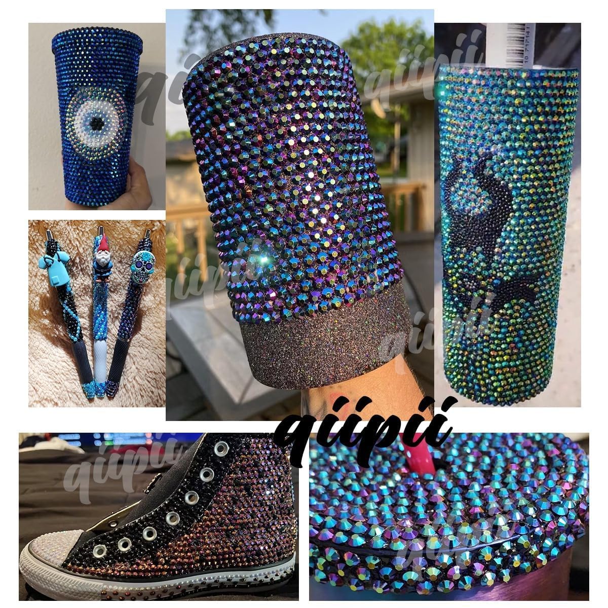 Sapphire Blue AB Resin Rhinestones for Crafting 3mm 4mm 5mm Dark Blue AB Flatback Jelly Stones Bulk SS10 SS16 SS20 Diamonds Gems for Nails Face Eyes Makeup Tumblers Bottles DIY Crafts Clothes