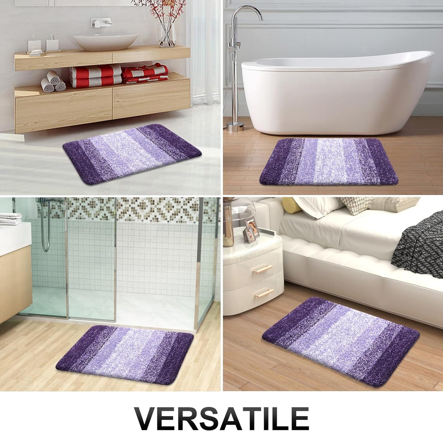 OLANLY Bathroom Runner Rugs 47x24, Extra Soft Absorbent Microfiber Bath Rugs, Rubber Backing, Quick Dry, Machine Washable Bath Mats for Bathroom Floor, Tub and Shower, Home Decor Accessories, Violet