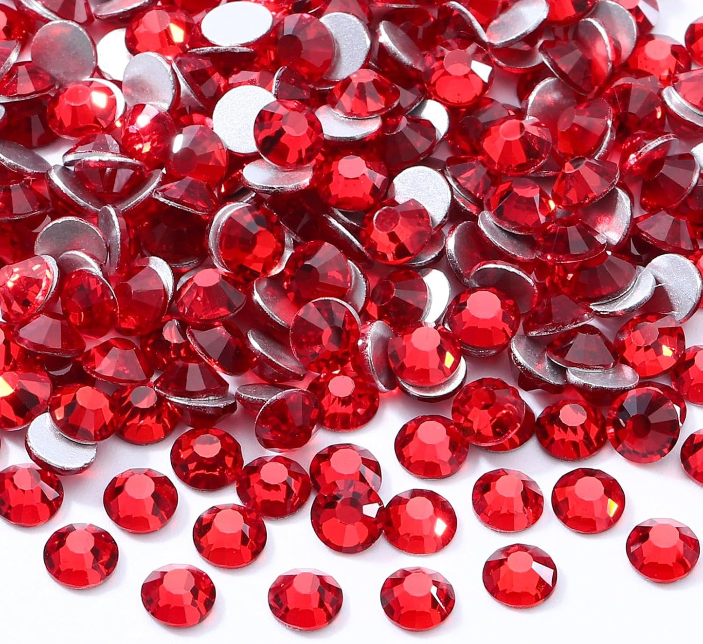 Red Flatback Rhinestones, Glass Rhinestones for Nail Art and Craft, Glue Fix, Loose Crystal Gemstones(Red, SS20, 2880pcs, 4.6-4.8mm)
