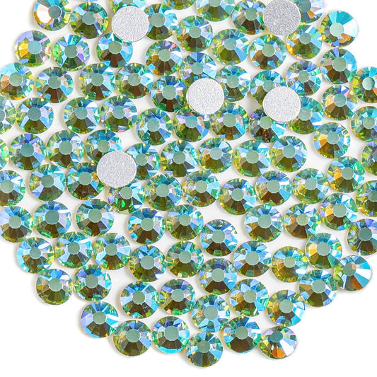 Beadsland 288 Pieces Flat Back Crystal Rhinestones Round Gems,Peridot AB,SS30,6.3-6.5mm