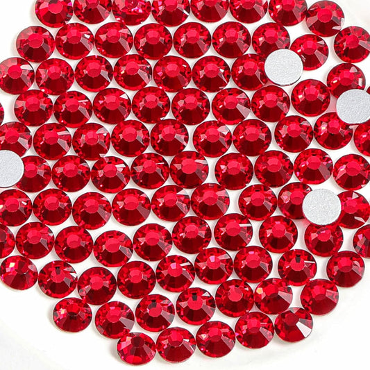 Beadsland 144pcs Flat Back Crystal Rhinestones Round Gems for Nail Art and Craft Glue Fix, Siam, SS40, 8.4-8.7mm