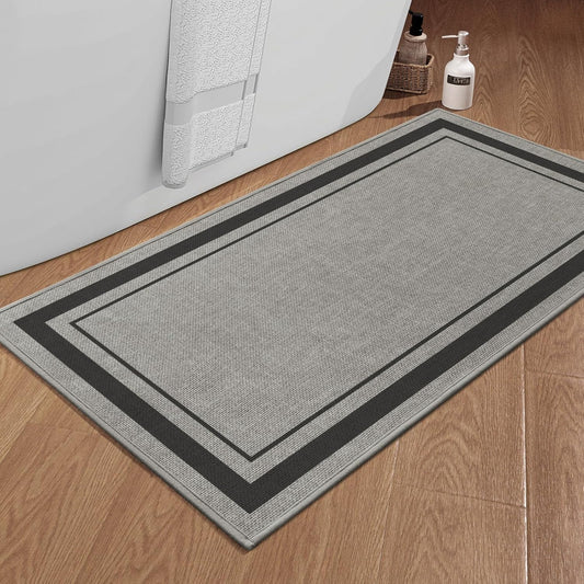 chakme Bathroom Rugs Mat 47x24, Ultra Thin Non Slip Bath Mat Large Quick Dry Absorbent Bath Mat for Bathroom Floor, (Dark Grey, 47"x24")