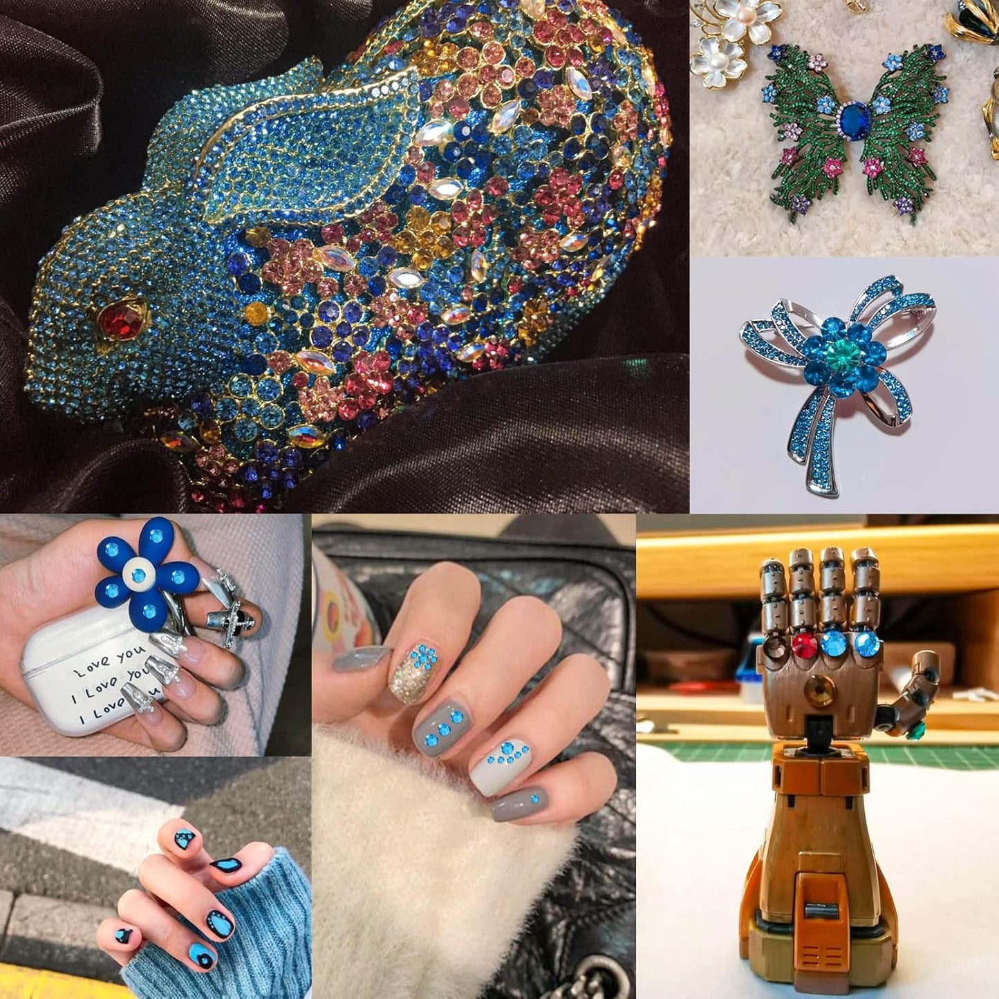 beadsland Flat Back Crystal Rhinestones Round Gems for Nail Art and Craft Glue Fix,Capri Blue (1.9-2.0mm) SS6/1440pcs