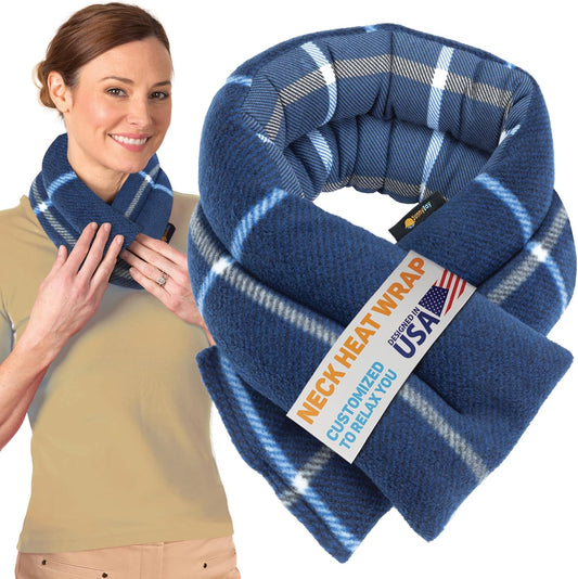 SunnyBay Microwavable Heating Pads, Microwavable Moist Heated Neck and Shoulder Wrap, Versatile Weighted Beanbag Cold Pack or Warm Compress, 26x4 Inches, Made in USA, Ocean Blue