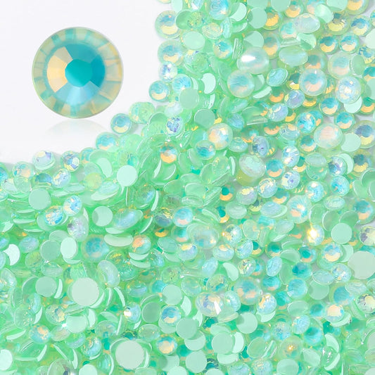 F Light Green Flatback Rhinestones, Glass Rhinestones for Nail Art and Craft, Glue Fix, Loose Crystal Gemstones(F Light Green, SS20, 1440pcs, 4.6-4.8mm)