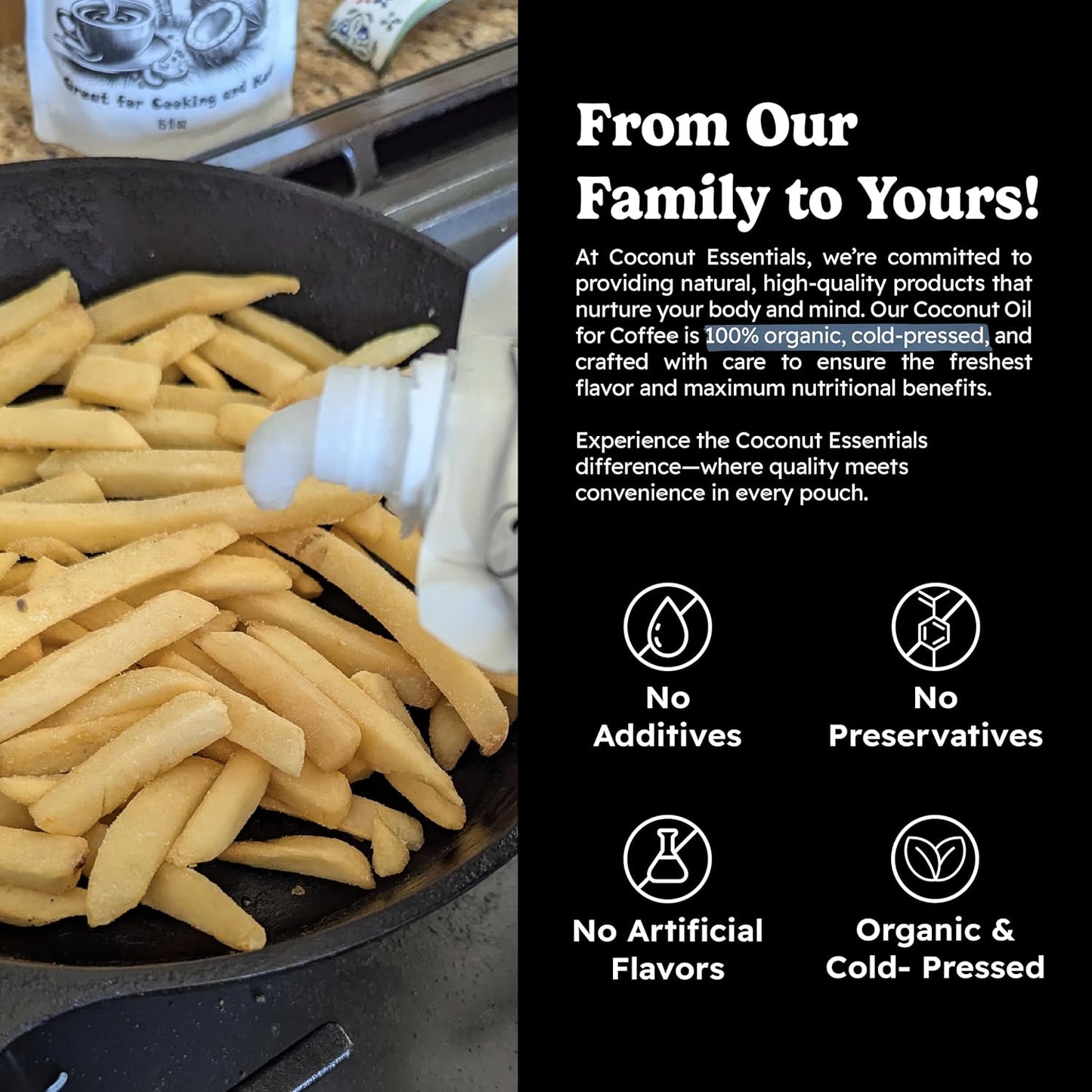 Coconut Essentials - Organic Coconut Oil for Coffee, Cold-Pressed, MCT Oil for Weight Loss, Brain & Digestive Health, Keto-Friendly, Natural Slim, 1 Pouch, 15 fl oz