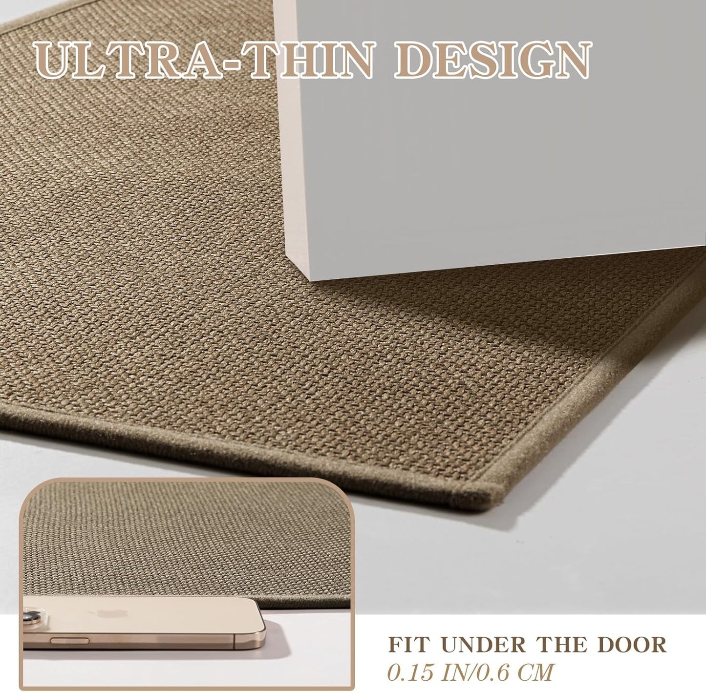 chakme Bathroom Rugs Mat 36x25, Ultra Thin Non Slip Bath Mat Large Quick Dry Absorbent Bath Mat for Bathroom Floor, (Dark Beige, 36"x25")