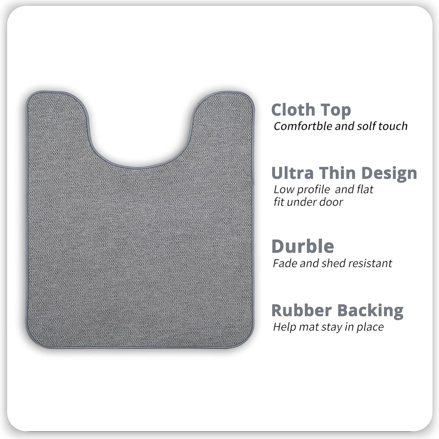 Toilet Rugs U Shaped Bathroom Rug,Machine Washable Non Slip Quick Dry Super Absorbent Ultra Thin Toilet Mats for Bathroom Toilet.Grey,1'8"x2'(20x24inch)
