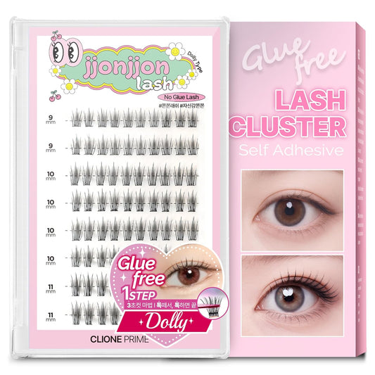 Korean Self Adhesive Lash Clusters Dolly Look No Glue Press On Pre Bond Lash Clusters Fluffy Self Adhesive False Eyelashes No Glue Needed Reusable Wispy Eyelash Extensions