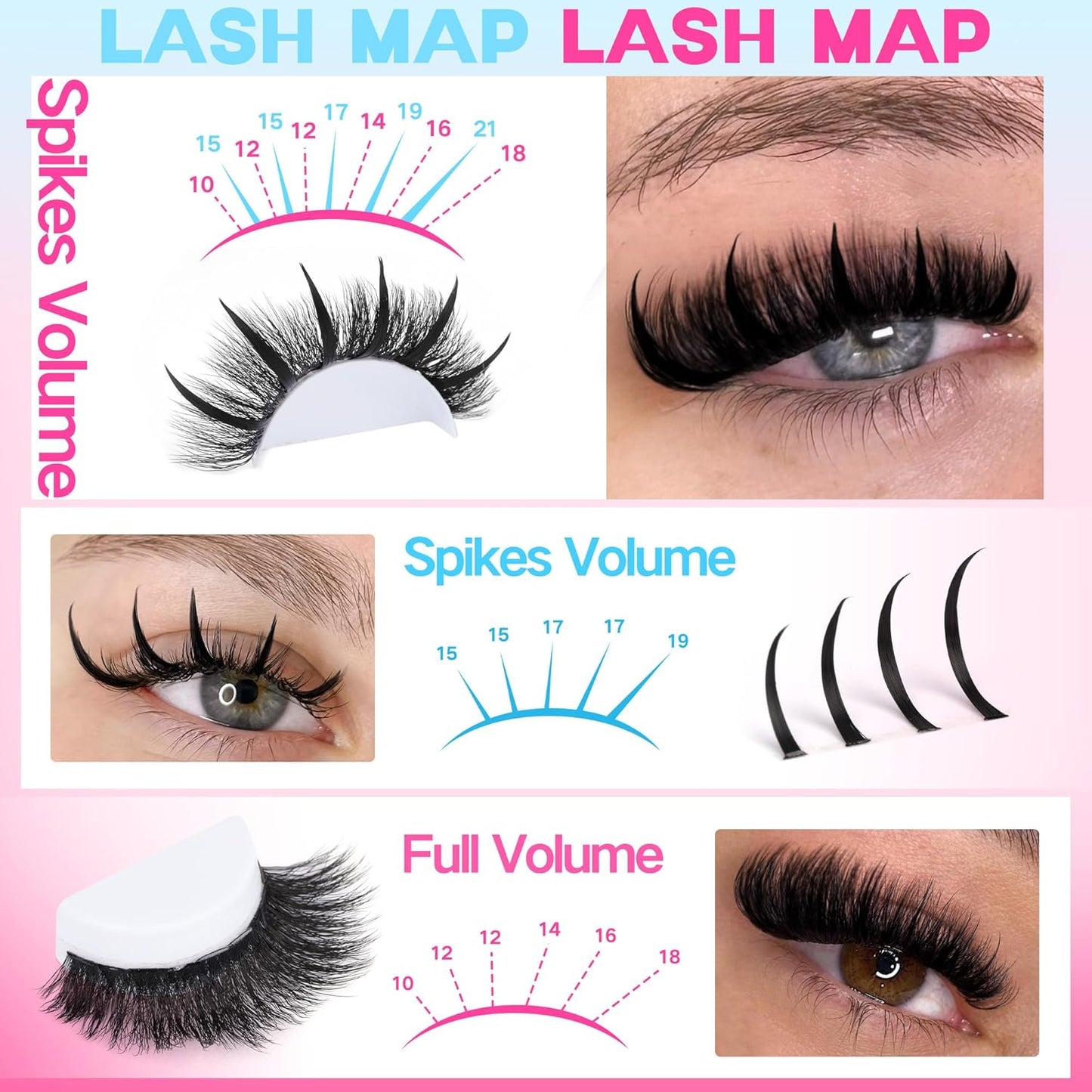 Lash Extension Kit with Lash Remover 100D Volume Spike Lash Clusters Kit D-curly Eyelash Extension Kit Manga Eyelash Clusters 10-21MM Individual Lashes Kit by Newcally