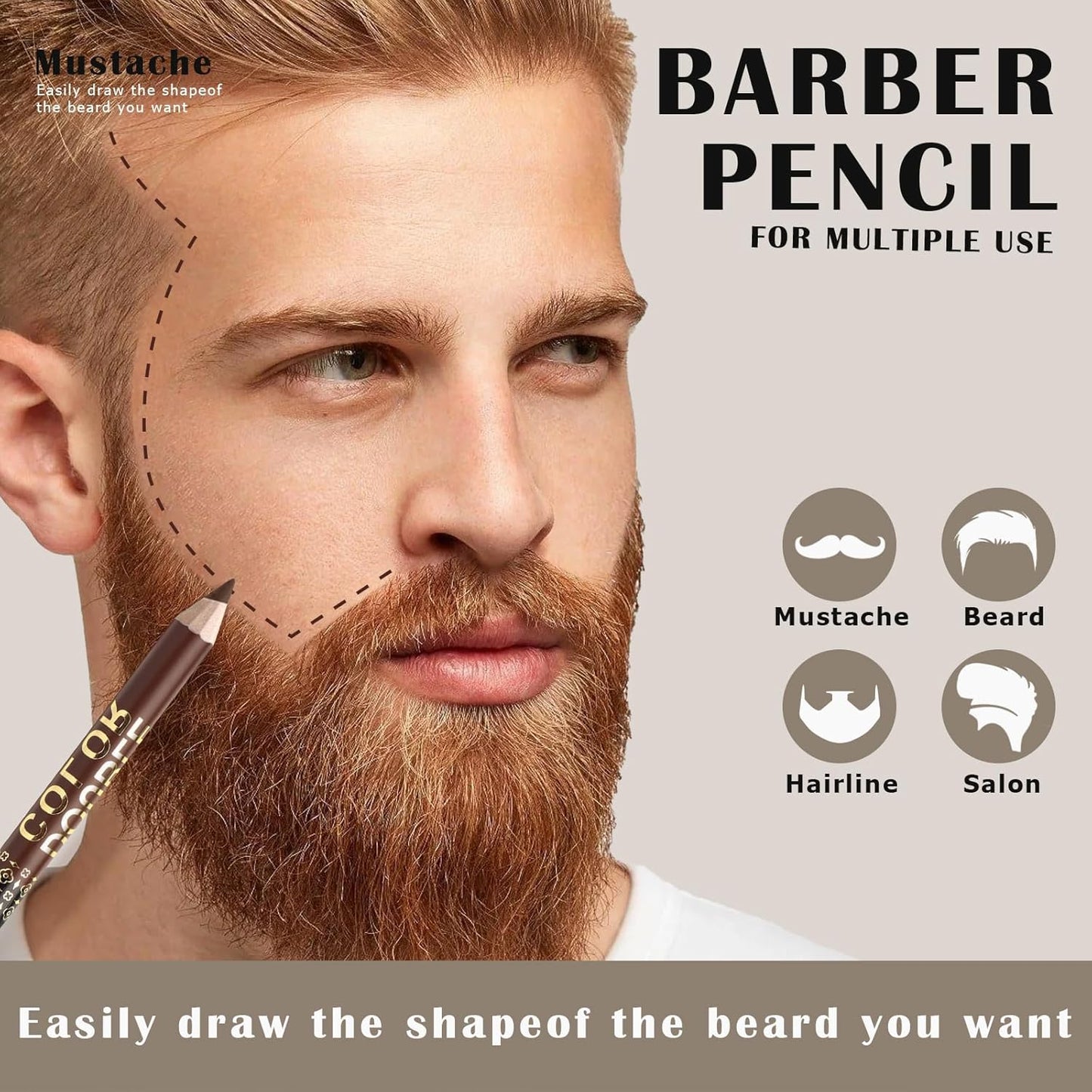 12Pcs Barber Pencil Set Hairline Enhancement Pencils Kit for Lineup Magic Beard Shaping Beard Guide Pen with Sharpener Barber Chalk for Beard Makeup Design for Men Black Tan Brown