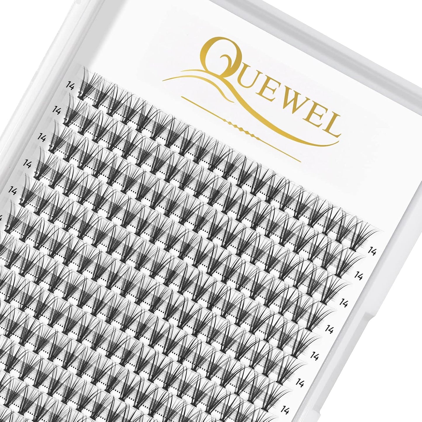 QUEWEL Cluster Lashes 240Pcs Individual Lashes 20D 0.07C Curl 14mm Knot-Free Lash Extensions Clusters Lashes Soft&Natural False Eyelashes Individual DIY Eyelash Extension at Home(20D 0.07C 14)