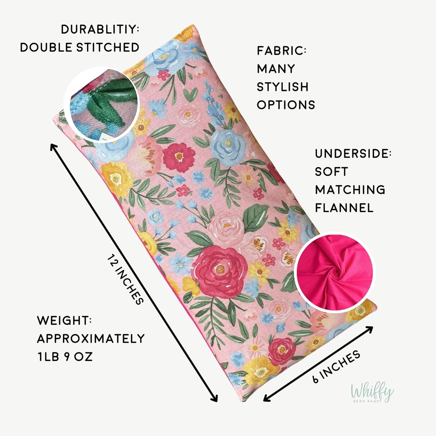 Large Microwave Heating Pad with Flax Seed, Scented or Unscented, Good For Back Pain or Cramps, Moist Heat Therapy or Ice Pack, Microwavable Bean Bag, 6" x 12" (Flannel Floral, Lavender)