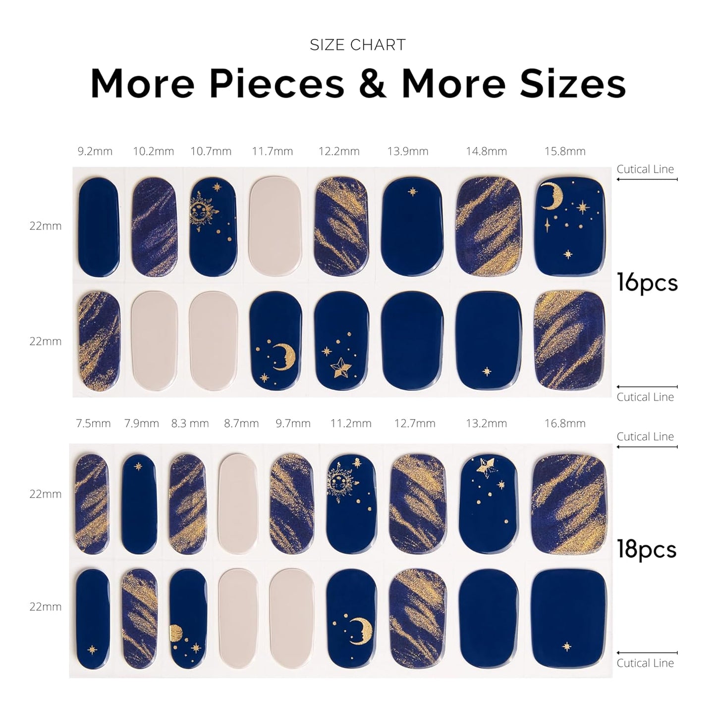 NAILOG Semi Cured Gel Nail Strips 34 pcs| Buy 2 Get 1 UV Lamp | Long Lasting Nail Polish Sticker Wraps with Glossy Gel Finish, Shooting Stars