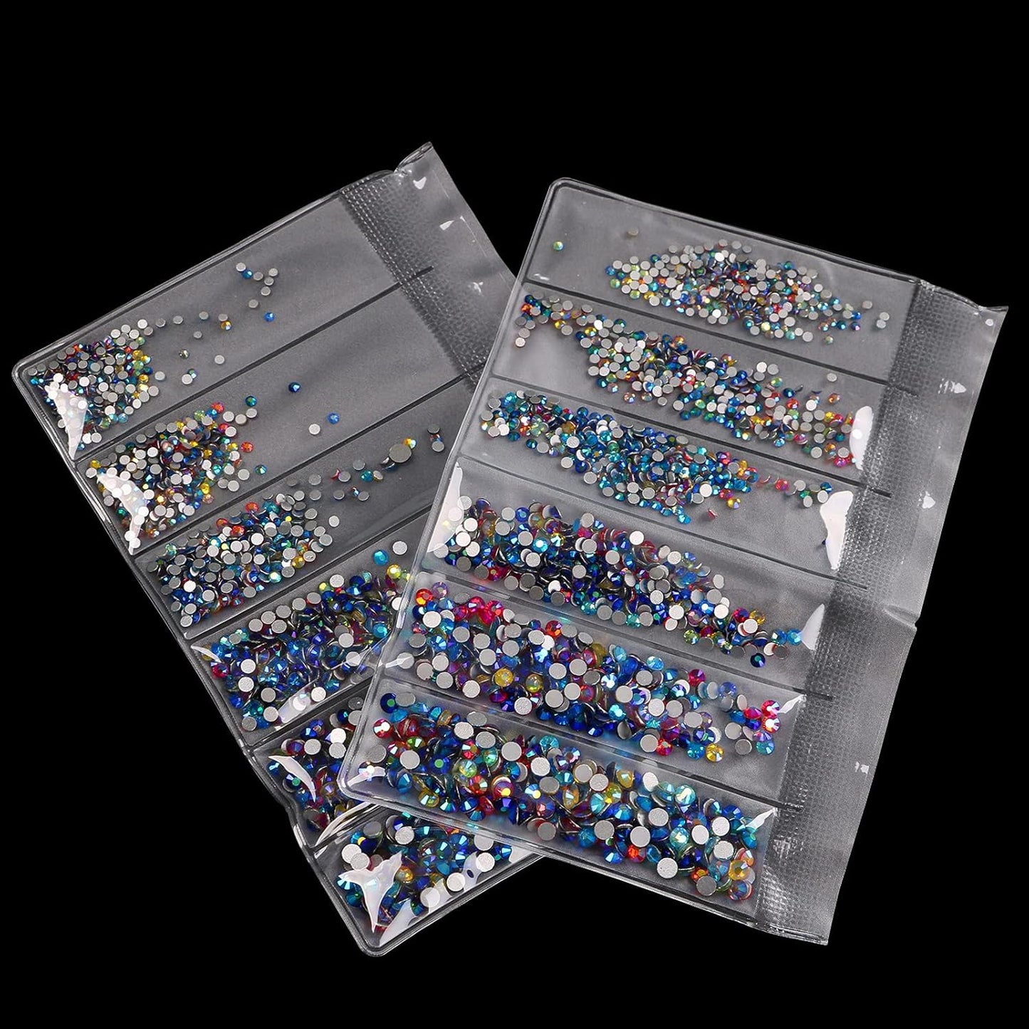 3456pcs Flatback Rhinestones Glass Charms Diamantes Gems Stones for Nail Art 6 Size ss4~ss12 Color AB Mixed