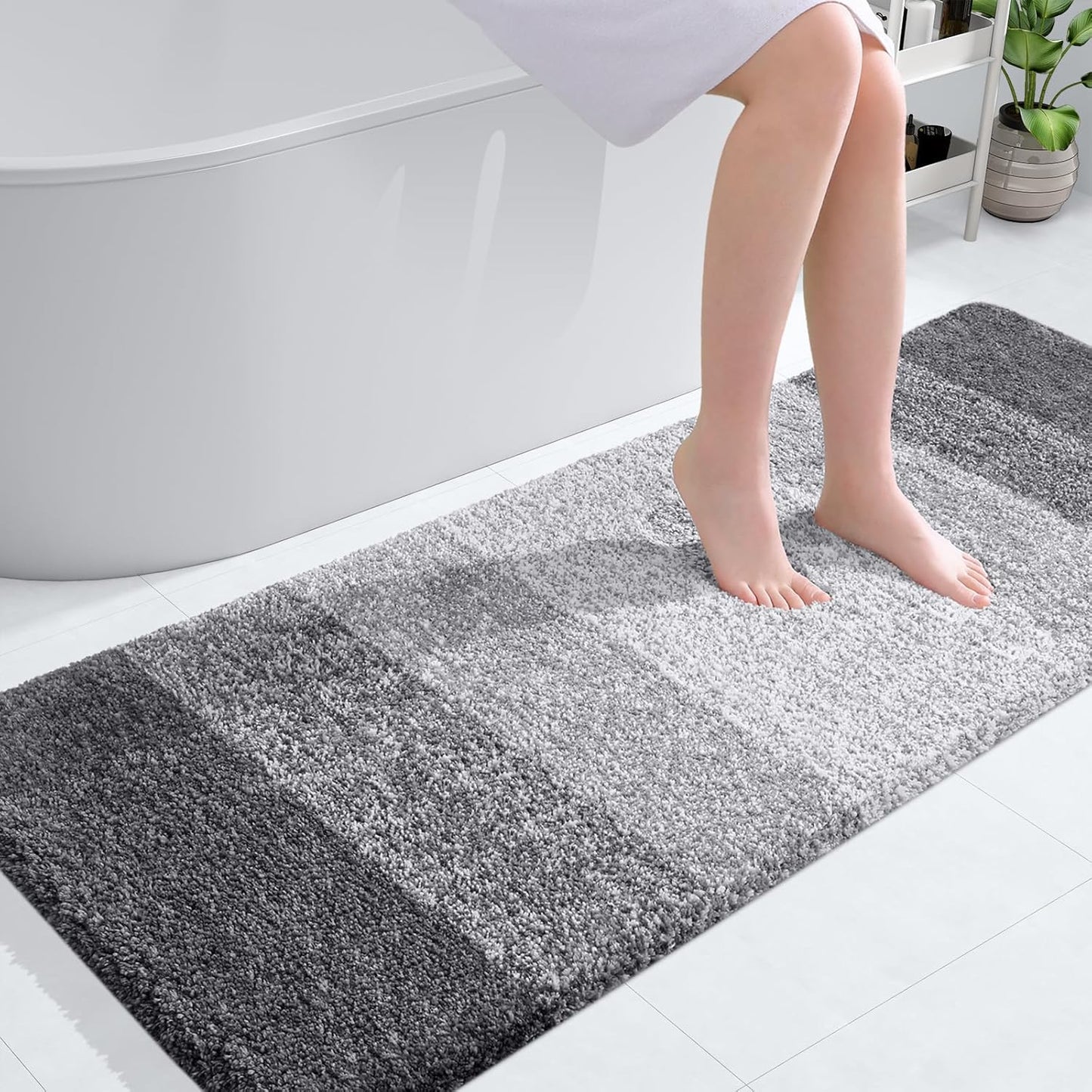 OLANLY Bathroom Rugs Mat 50x30, Extra Soft Absorbent Microfiber Bath Rugs, Rubber Backing, Quick Dry, Machine Washable Bath Mats for Bathroom Floor, Tub and Shower, Home Decor Accessories, Grey