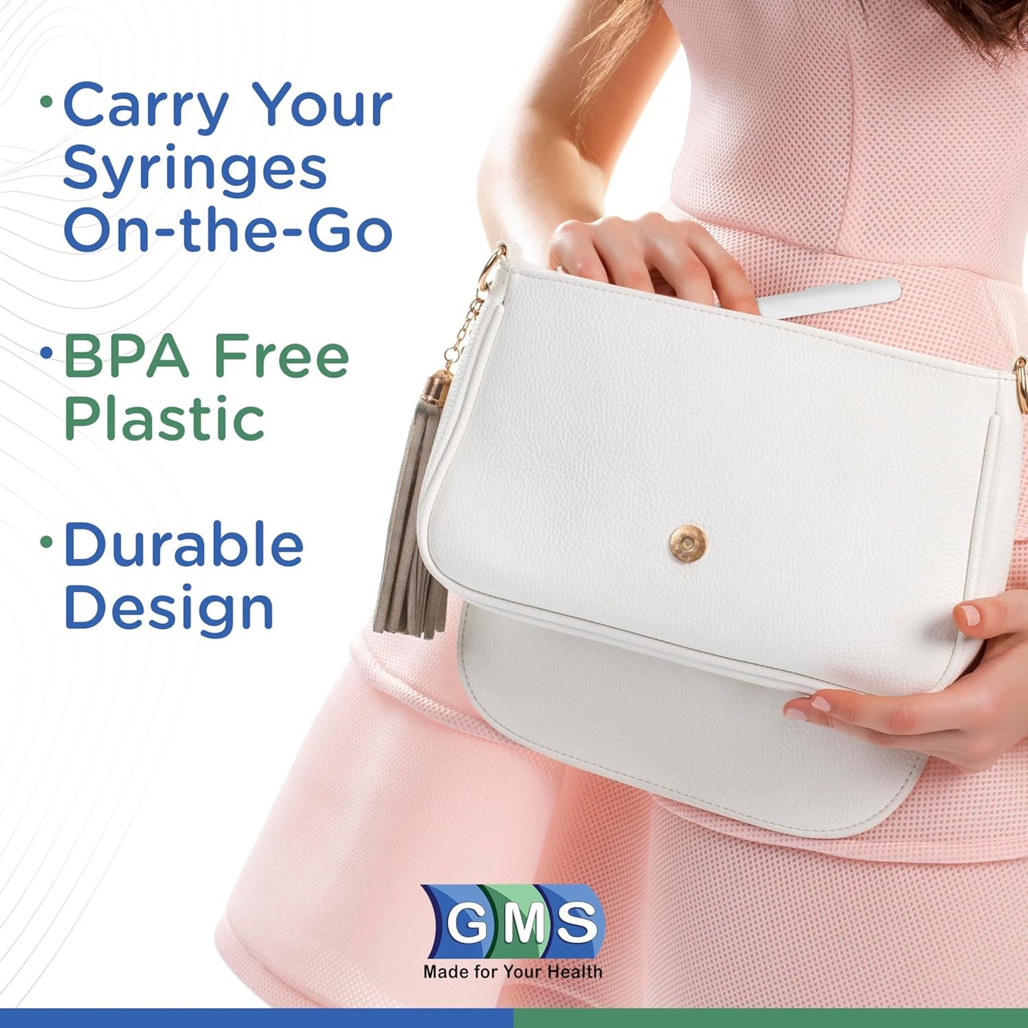 GMS 60 Unit Syringe Case - Holds New, Prefilled & Used Syringes with Needles - Small & Discreet - Ideal for Travel - Sharps Container - 2 Pack - Black and Clear