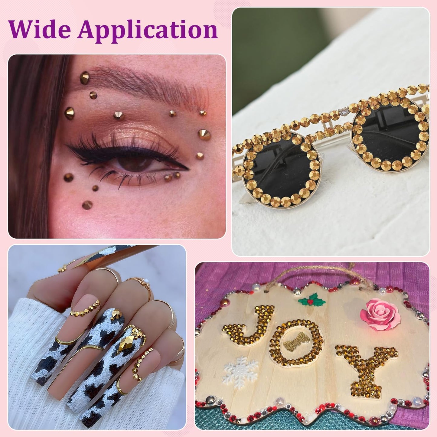 25000Pcs Resin Rhinestones for Crafting, Gold 2-6mm Mixed Sizes Non Hotfix Flatback Gems, Bedazzling Crystal for DIY Crafts Clothing Tumblers Mugs Shoes Fabric Nail Art