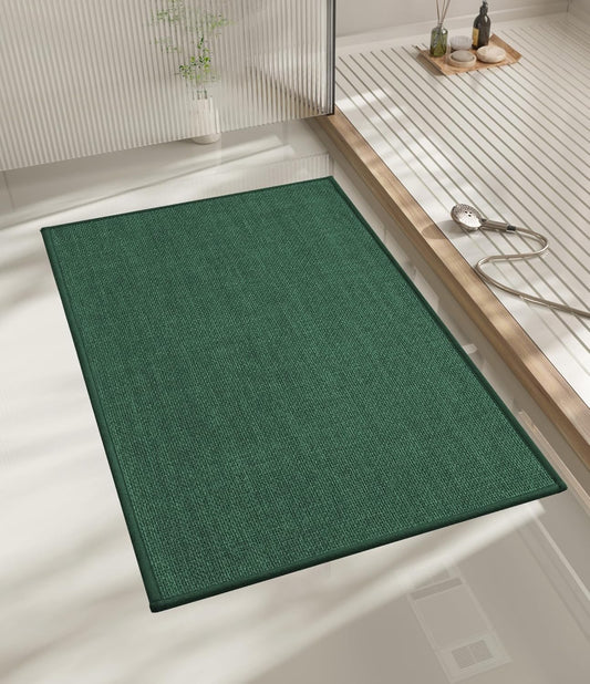 chakme Bathroom Rugs Mat 24x17, Ultra Thin Non Slip Bath Mat Small Quick Dry Absorbent Bath Mat for Bathroom Floor, (Green, 24"x17")