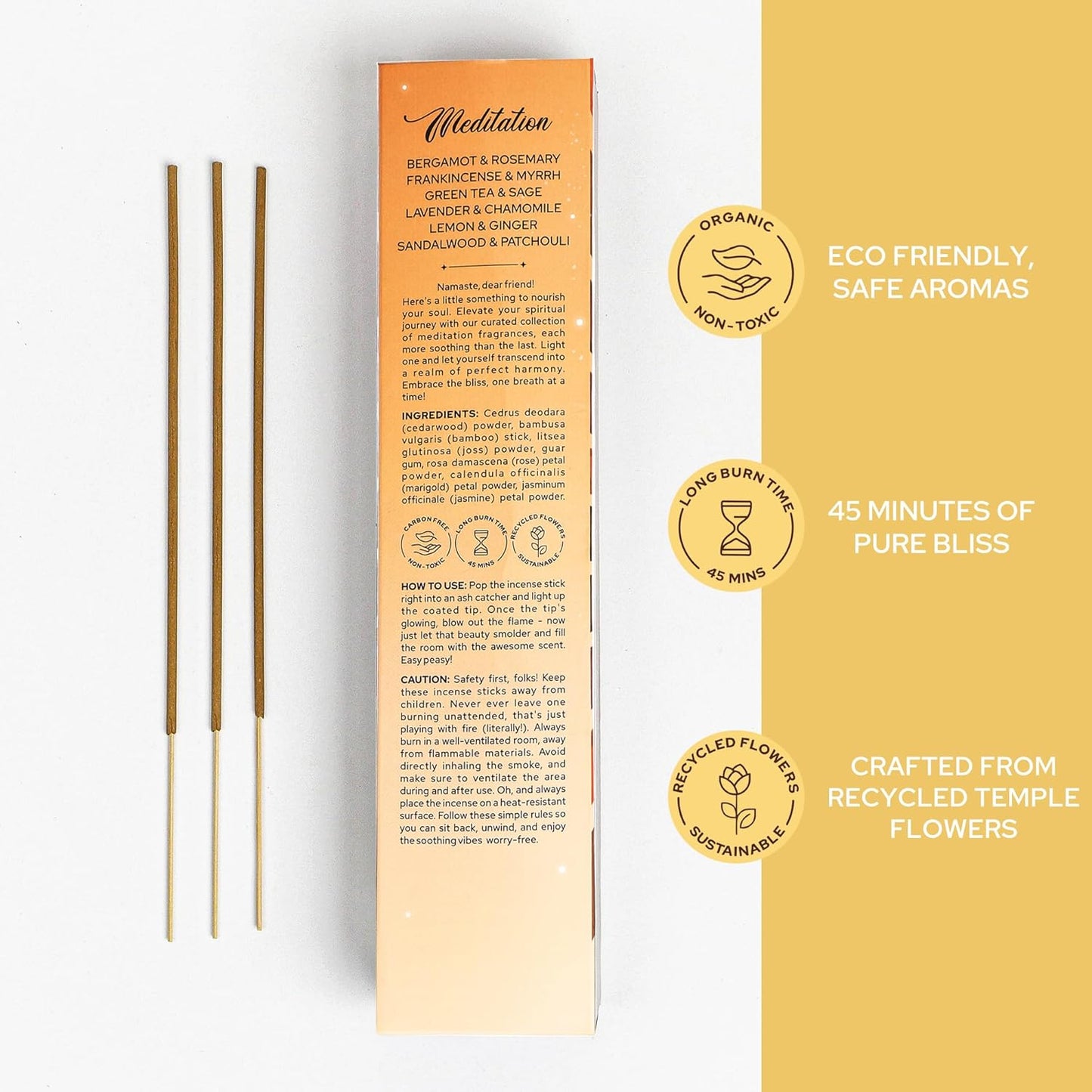 Carnatia Meditation Incense Sticks – Set of 6 Calming Scents for Mindfulness, Focus & Self-Care | Purifying Aromas for Spiritual Wellness, Inner Peace & Healing Rituals!