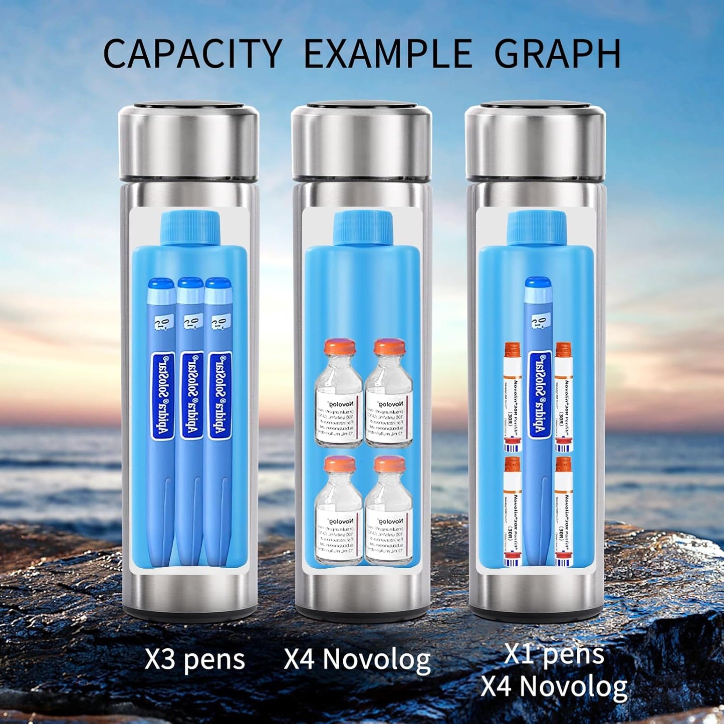 60H Medicine Cooler TSA Approved Temp Display Insulin Pen Travel Cooler Medication Cooler for Travel Diabetic Cooling Case Insulin Pens Cooler Travel CASE Medicine Cooler Box (Champagne Golden)