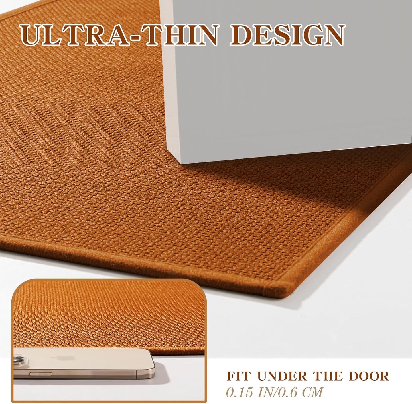 chakme Bathroom Rugs Mat 24x17, Ultra Thin Non Slip Bath Mat Small Quick Dry Absorbent Bath Mat for Bathroom, (Orange, 24"x17")