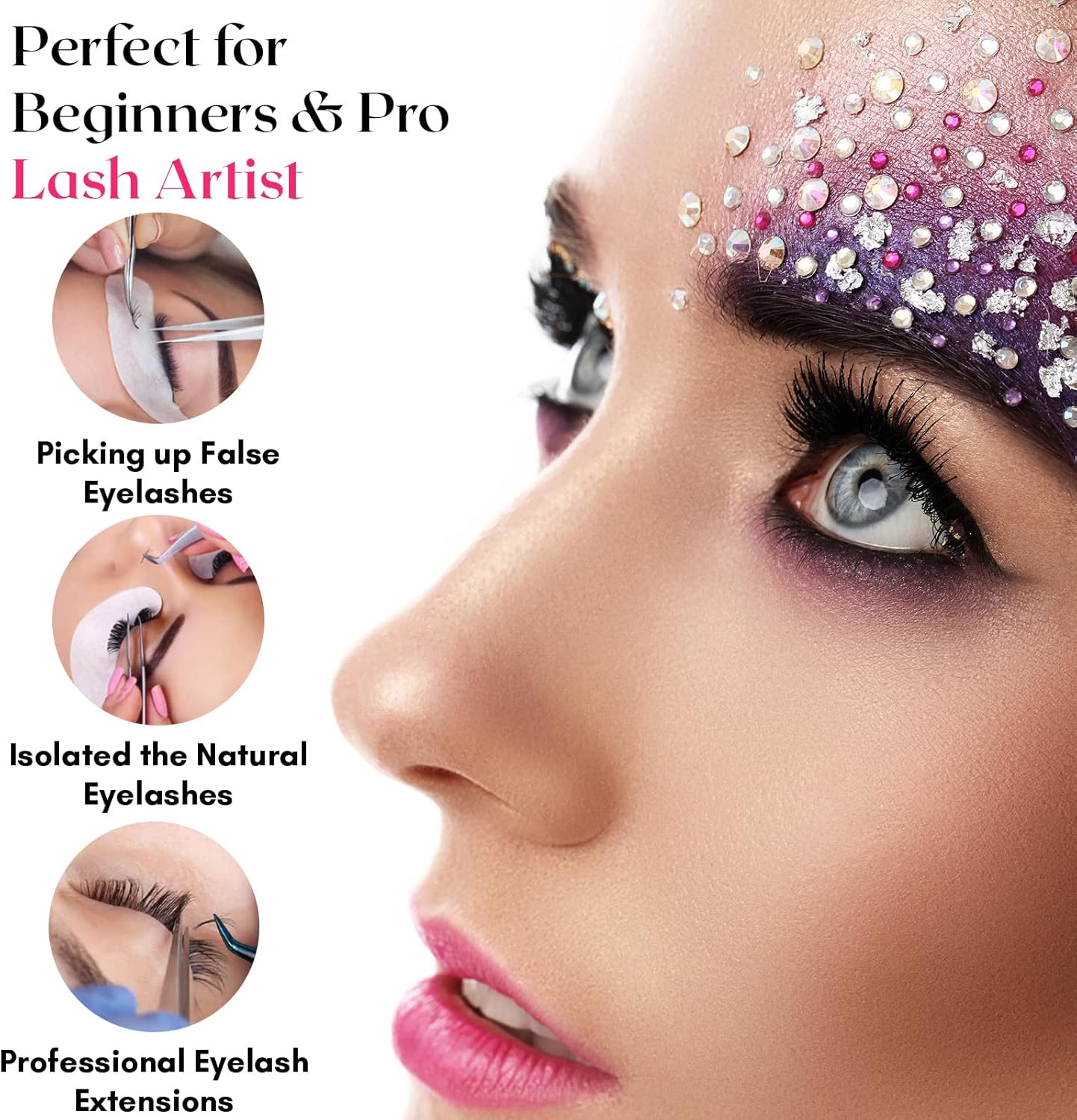 My Lash Tools Eyelash Extension Curved Degree Tweezers for Isolation Lash Extensions 14cm, Best for Individual Isolation & Classic Lashes Japanese Stainless Steel Eyelash Twisers (Rainbow)