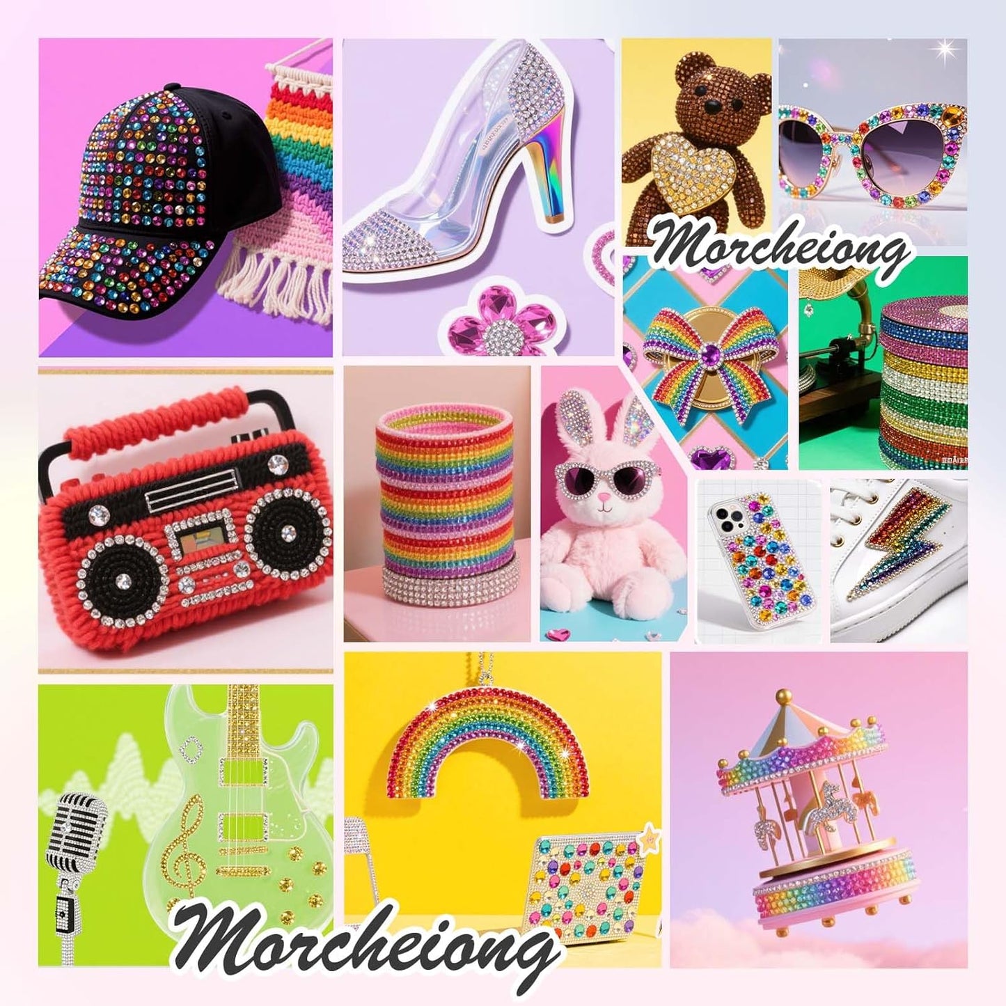 Morcheiong 17000Pcs Resin Rhinestones Colorful Flatback Crystals Diamond Includes Tweezers and Pickup Pen Suitable for Crafting DIY Nail Art Makeup Wedding Dress Clothing Mug