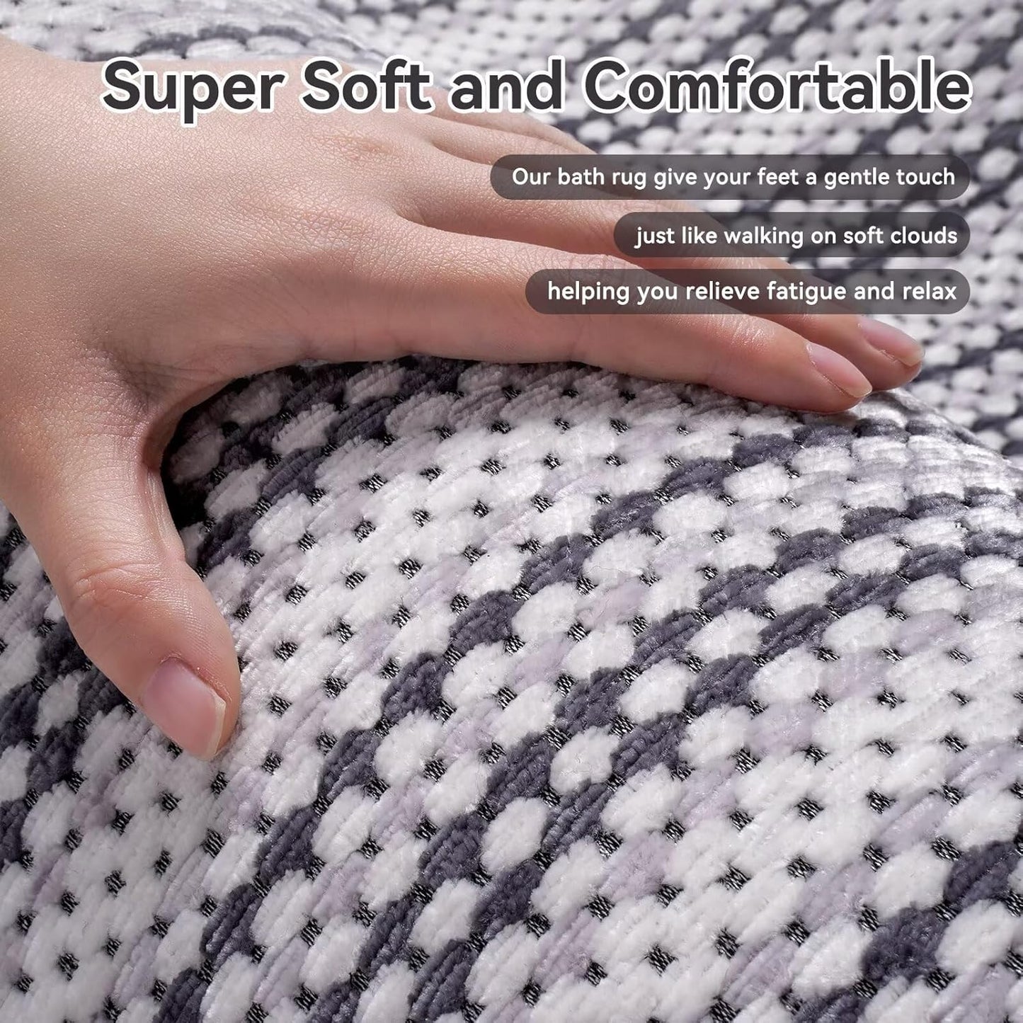 Grey Washable Bath Mat,Ultra Thin Soft Bath Rugs,Rubber Bath Mats for Bathroom,Quick Dry,Non-Slip,Fit Under Door,Super Absorbent Chenille Bathroom Rugs Shower,Sink Floor 20x31