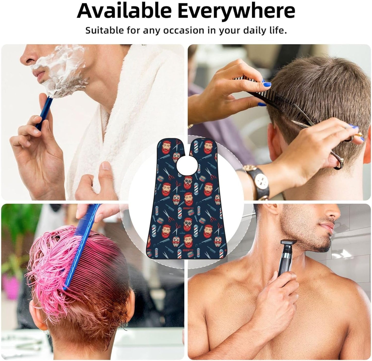 Waterproof Grooming Apron, Non-Stick Beard Bib with Suction Cups, for Vintage Barber Shop Tools