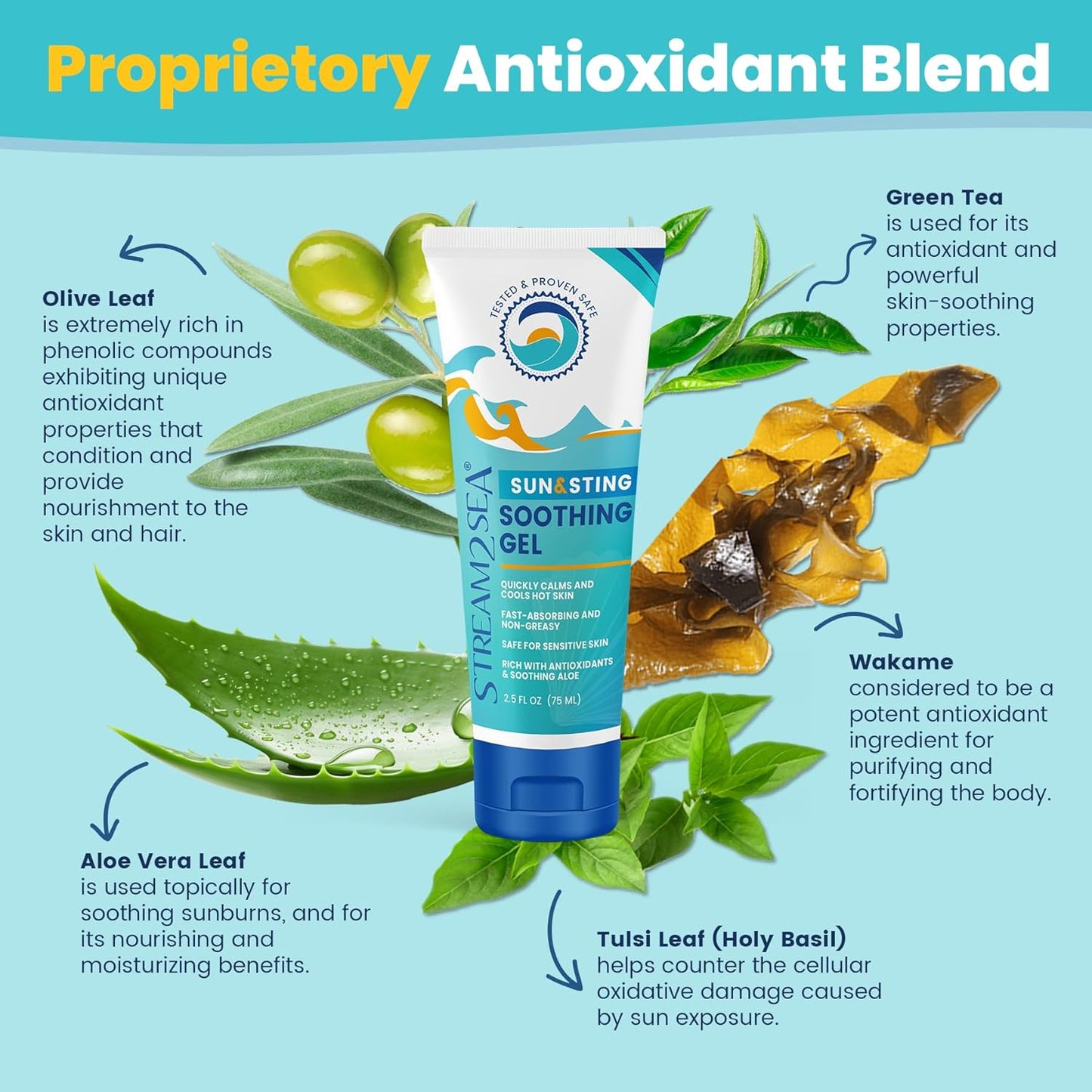 STREAM 2 SEA Sun & Sting Soothing Aloe Gel, Organic Aloe Vera Gel for Face & Body, After Sun Care & Sunburn Relief - Pack of 3